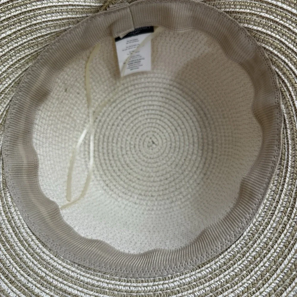 Tirabasso Wide Brim Hat Handmade Womens One Size Italy Natural Bow Travel Beachy